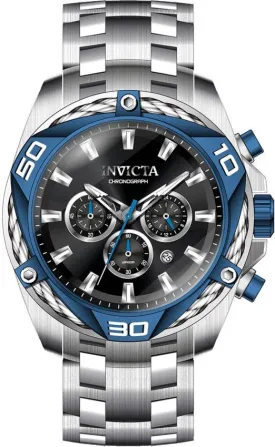 Invicta Men's Japanese Quartz Watch - Bolt Black Dial Silver Steel Bracelet | 38572