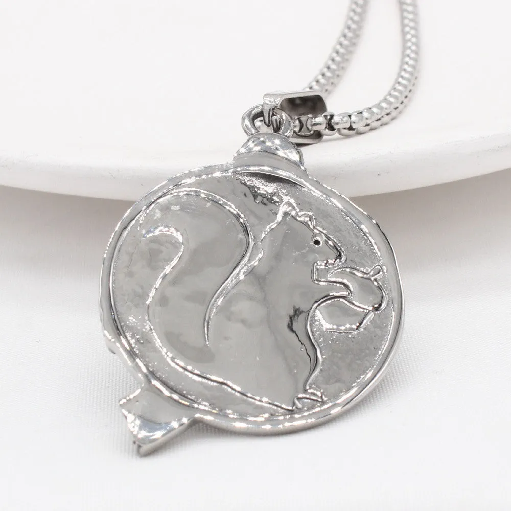 Retro Titanium Steel Pendant for Men - Simple European and American Squirrel Design